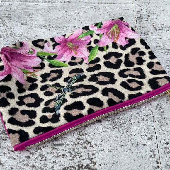 ESTEE Lauder Make Up Pouch Bag Dragonfly Multi Color Print Purse Cosmetic Bag - Picture 2 of 9